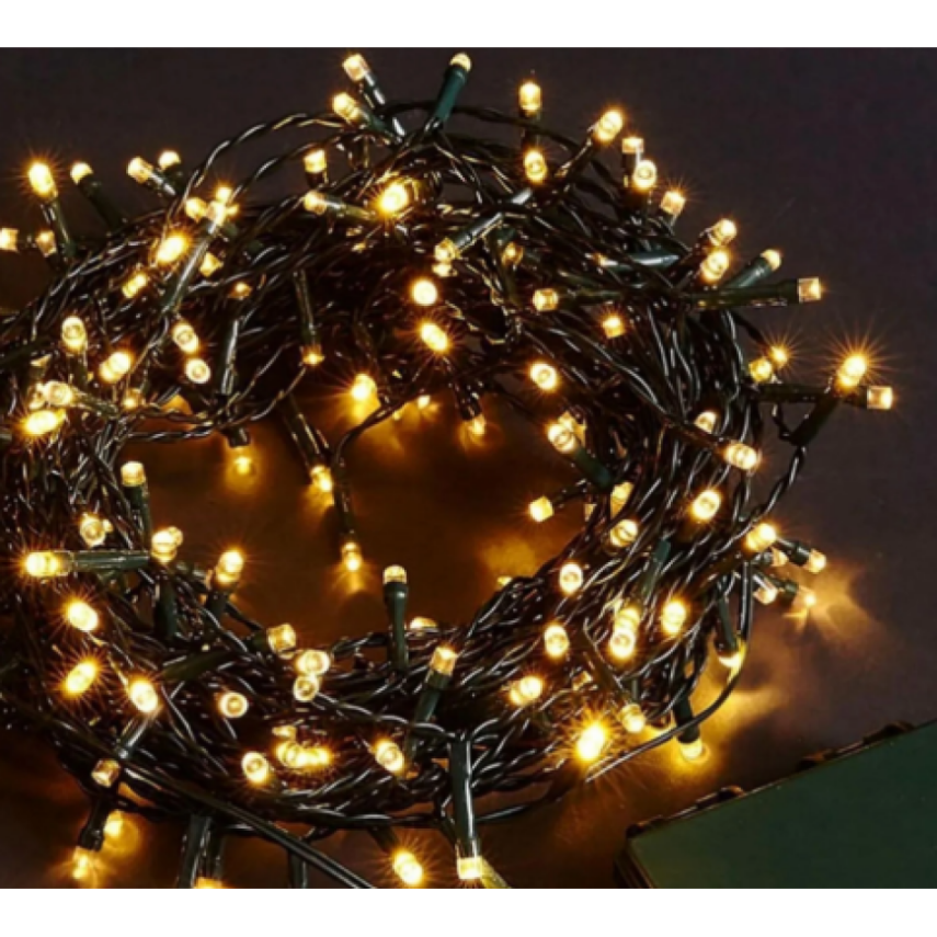 10m 100 Led Boncuk Lamba Gün Işığı Siyah Kablo - 1
