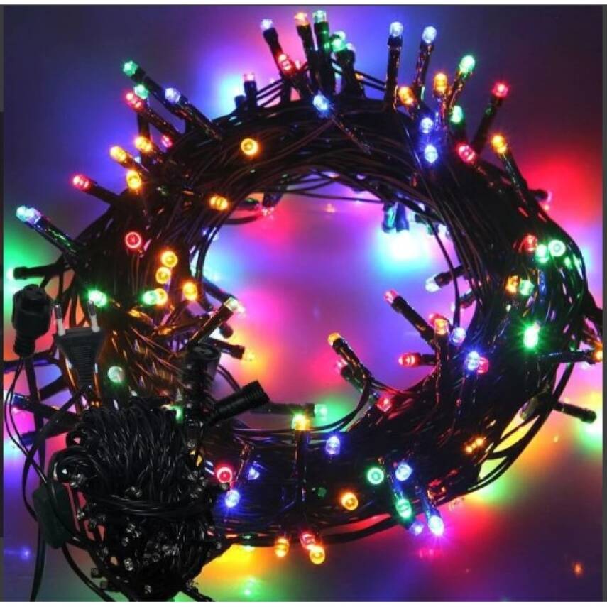 10m 100 Led Boncuk Lamba RGB Işık Siyah Kablo - 1