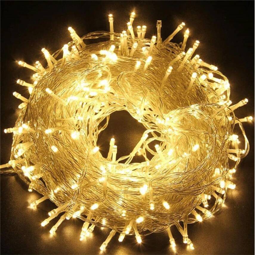 10m 60 Led Gün ışığı 2 Kademeli Şeffaf Kablo Pilli - 1
