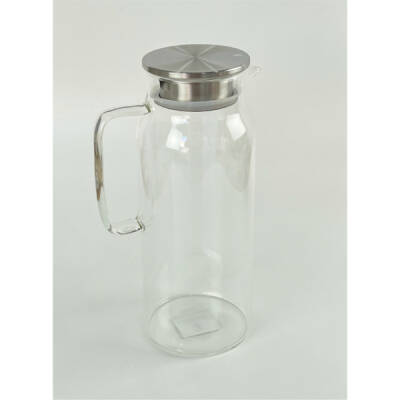 1500 ml Borosilikat Cam Su Sürahisi - Metal Kapaklı ve Isıya Dayanıklı - 2