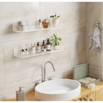 2'li Şık ve Minimalist Tasarımlı Şeffaf Duvar Rafı - 1