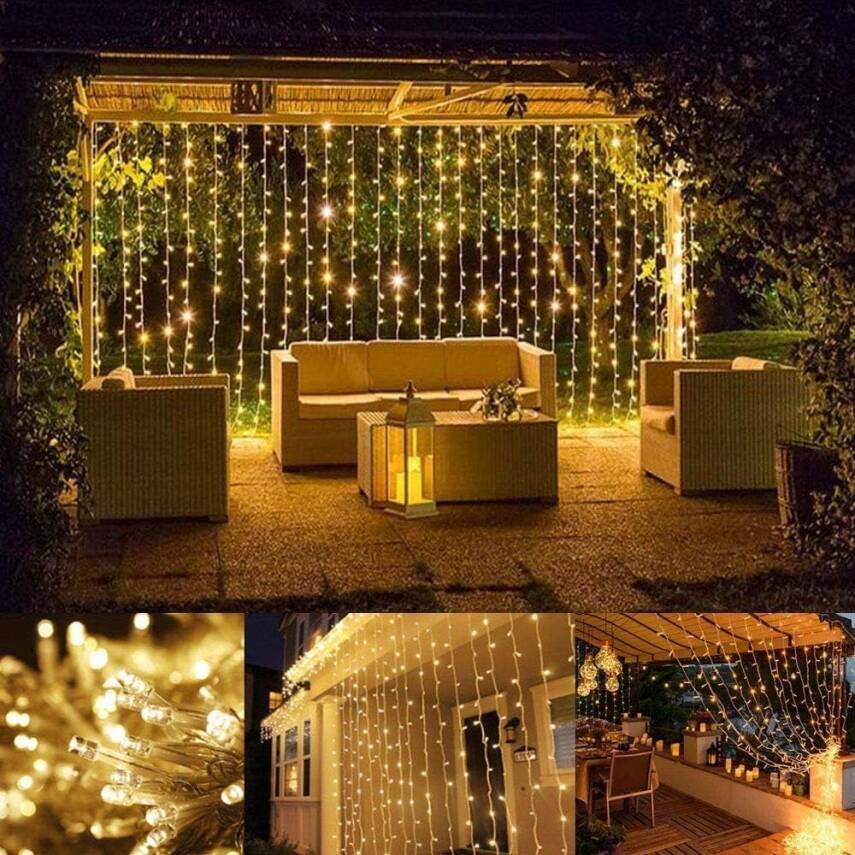 2x2 Perde Led Sarı Işık Plastik Kancalı - 1