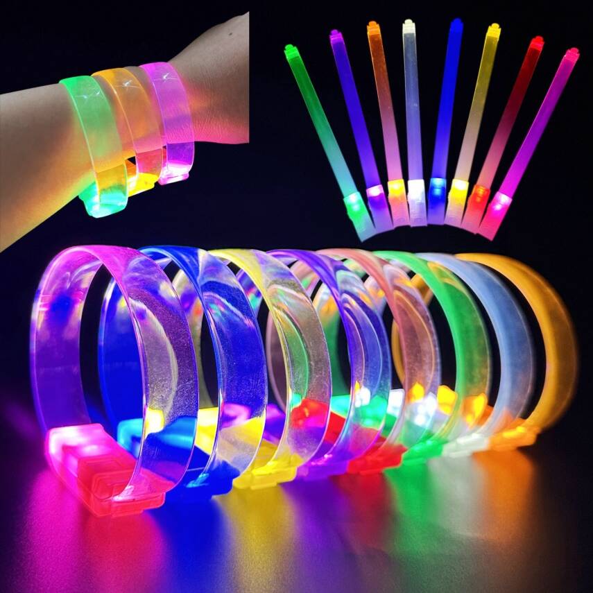 3 Modlu Pilli LED Işıklı Esnek Parti Bilekliği Mavi - 2