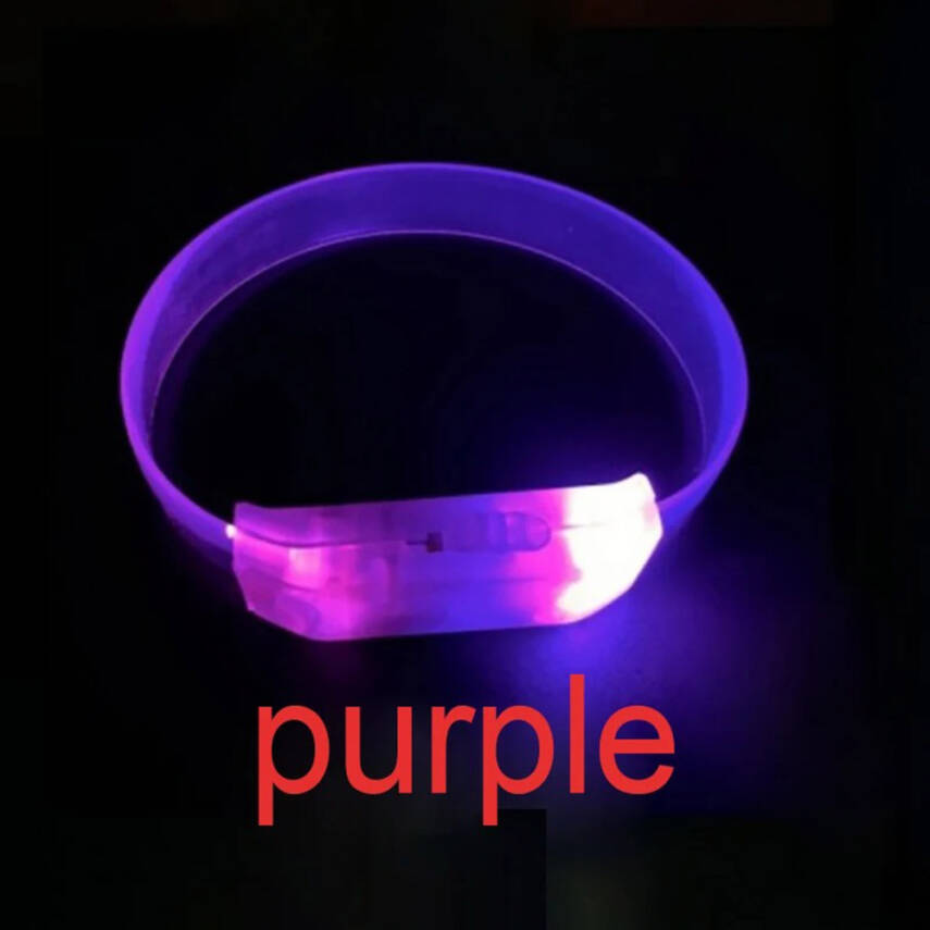3 Modlu Pilli LED Işıklı Esnek Parti Bilekliği Mor - 3