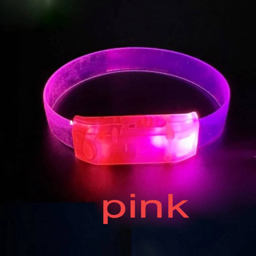 3 Modlu Pilli LED Işıklı Esnek Parti Bilekliği Pembe - 3