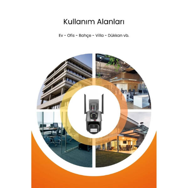 3 MP + 3 MP Çift Lens Wi-Fi TF Kart Girişli Güvenlik Kamerası - 4