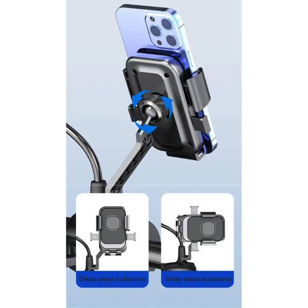 360° Dikiz Aynası Bisiklet Motosiklet Telefon Tutucu - 2