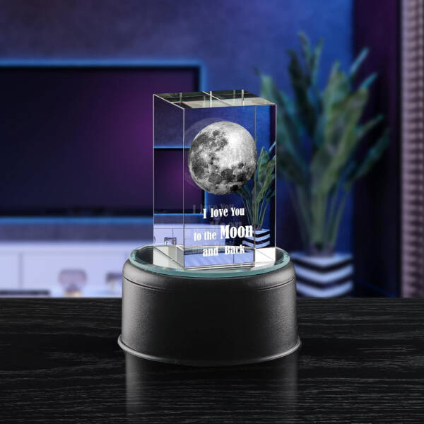 3D Kristal Mesajlı Ay Modeli - 3