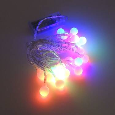 3m 20 Led Beyaz Top RGB ışık Pilli 2 Kademeli - 1