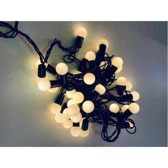 5 Metre 28 Mini Top Led Sarı Işık Fişli Siyah Kablo - 1
