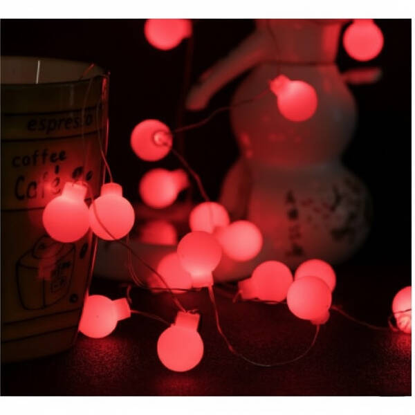 5m 28 Led Kırmızı Işık Şeffaf Kablo Fişli Eklemeli - 1