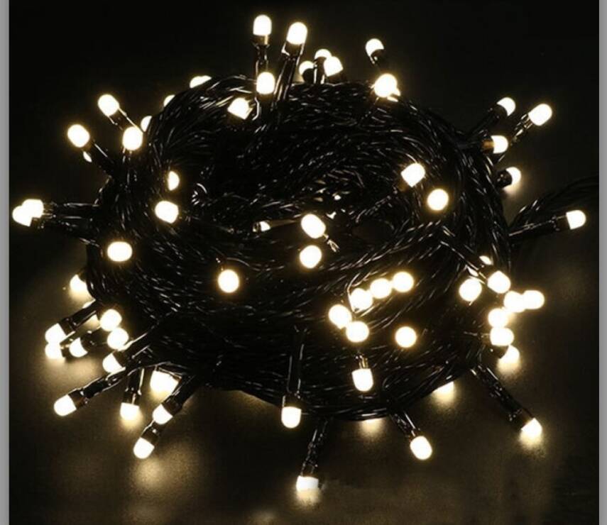 5m Boncuk Lamba Gün Işığı 8 Fonksiyon 100 Led Fişli Siyah Kablo - 1