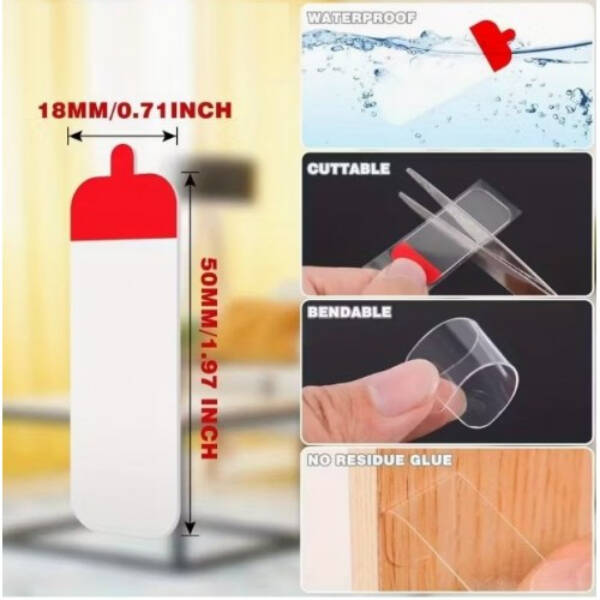 60 Parça Kolay Açılır Güçlü Çift Taraflı Bant 18mmx50mm - 2