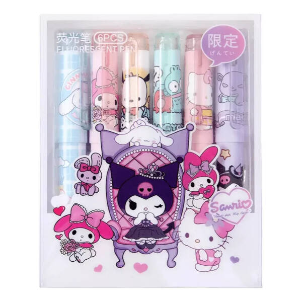 6'lı Fosforlu Kalem Seti - Hello Kitty Kuromi ve Arkadaşları - 1