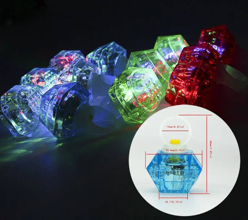 6'lı Kristal LED Parti Yüzük Seti - 4