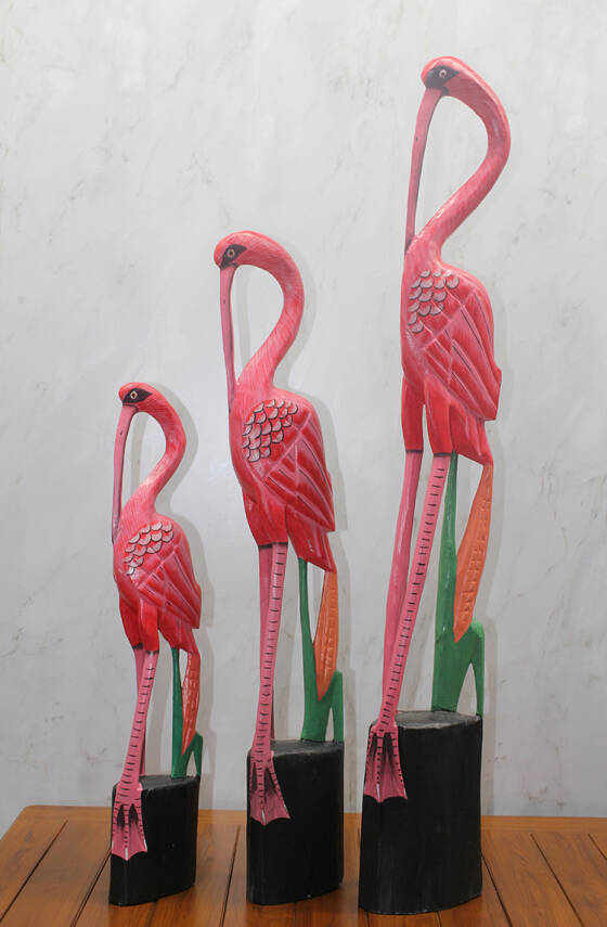 Ahşap 3'lü Flamingo Seti - 1