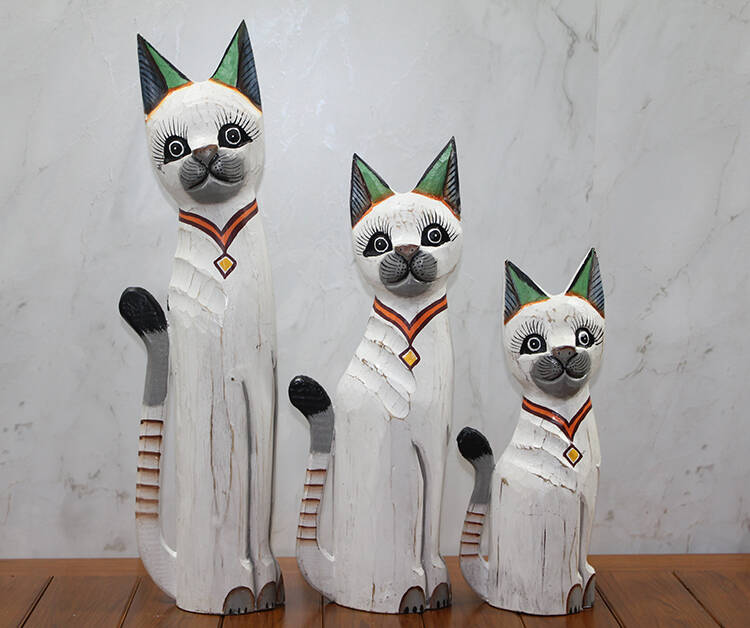Ahşap 3'lü Kedi Seti 50 Cm - 1