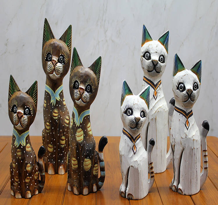 Ahşap 3'lü Kedi Seti 50 Cm Model 3 - 1