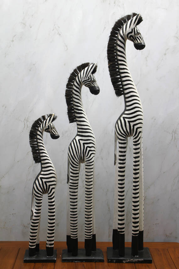 Ahşap 3'lü Zebra Figürü - 1