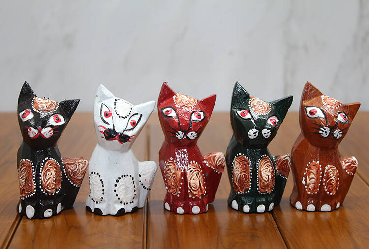 Ahşap 5'li Kedi Seti Model 3 - 1