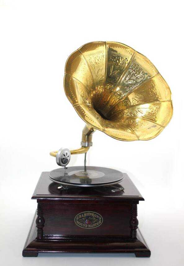 Ahşap Kare Gramofon Plak Çalar - 1