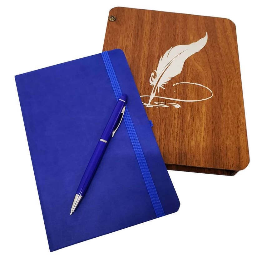 Ahşap Kutulu Defter ve Kalem Seti - 1