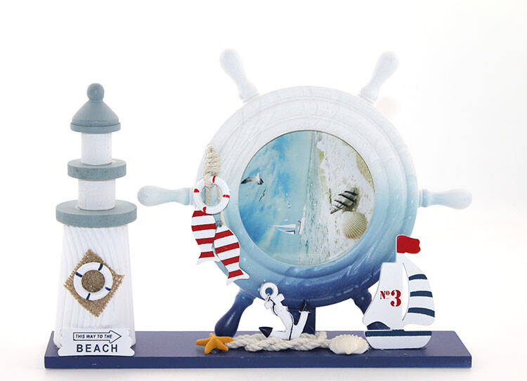 Ahşap Marin Deniz Feneri Dümenli Çerceve Model 1 - 1