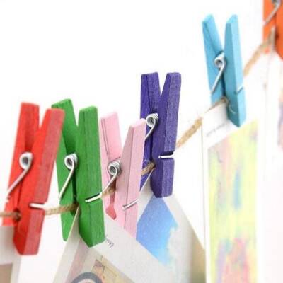 Ahşap Renkli Mini Mandal 100 Adet - 1
