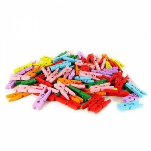 Ahşap Renkli Mini Mandal 100 Adet - 2