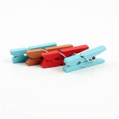Ahşap Renkli Mini Mandal 100 Adet - 4