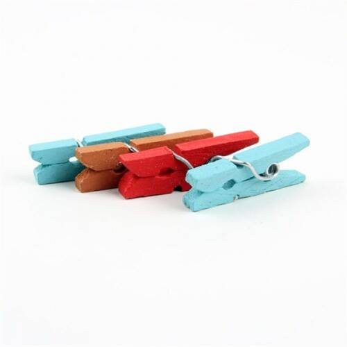 Ahşap Renkli Mini Mandal 100 Adet - 4