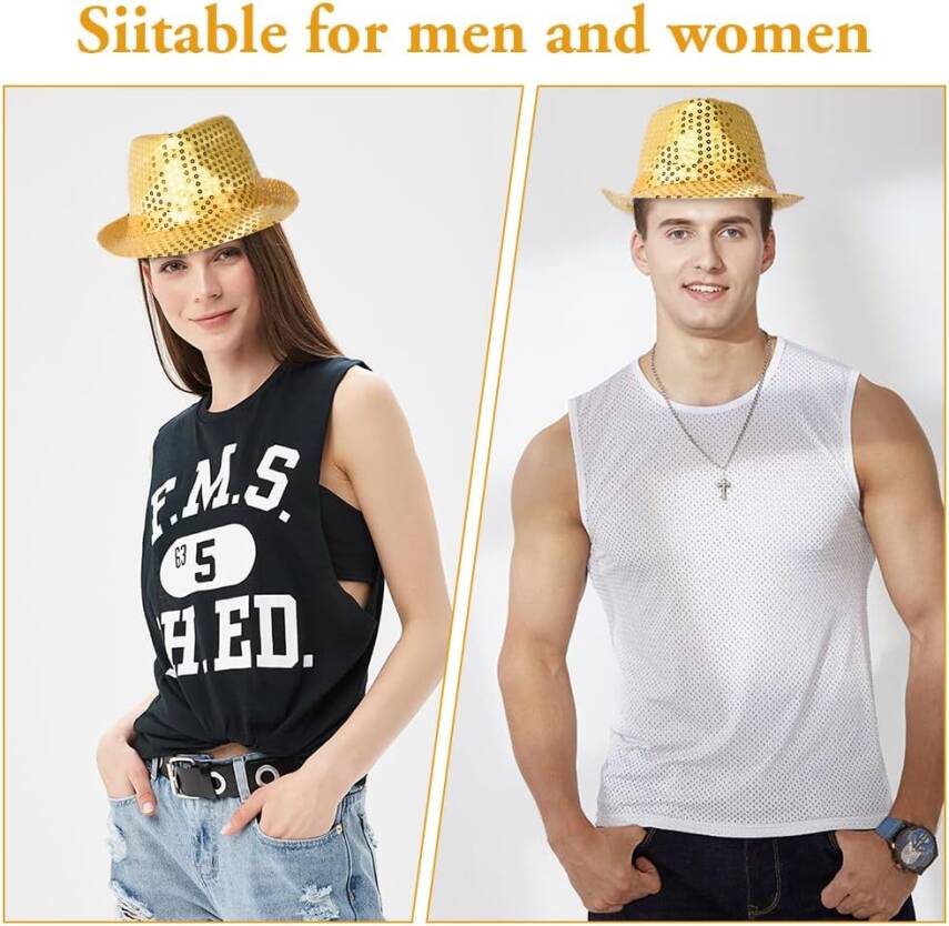 Altın Payetli Fötr Şapka Yetişkin Boy - 3