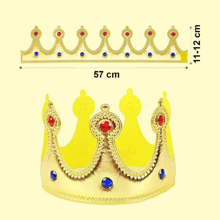 Altın Renk Eva Malzemeden İmal Çocuk Kral Tacı 57 cm - 3