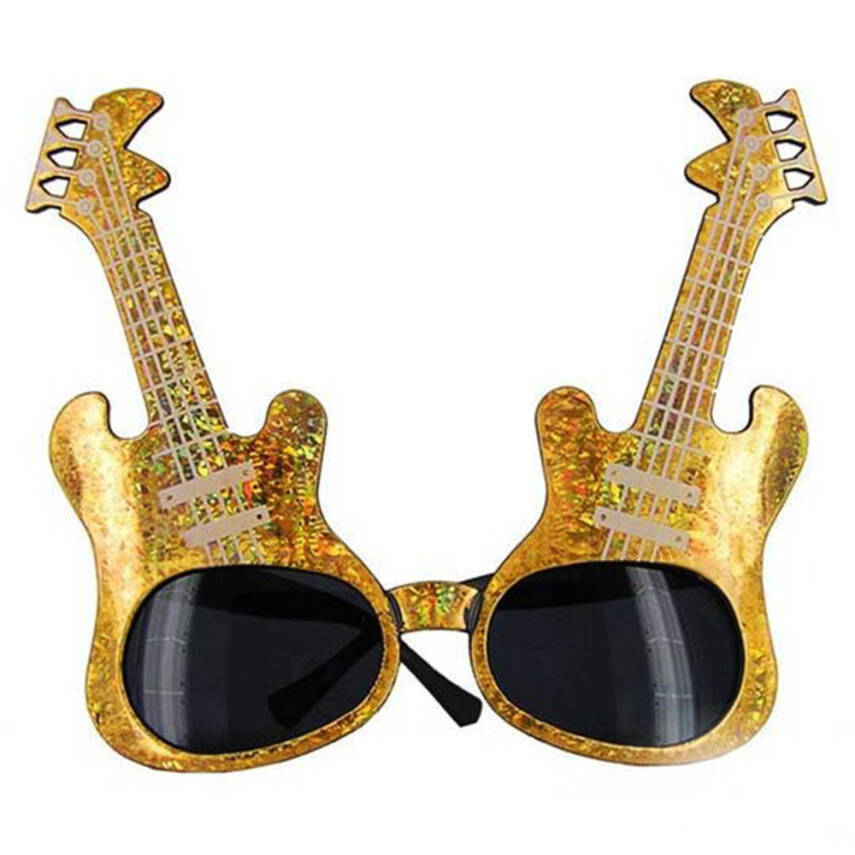 Altın Renk Gitar Şekilli Parti Gözlüğü - 1