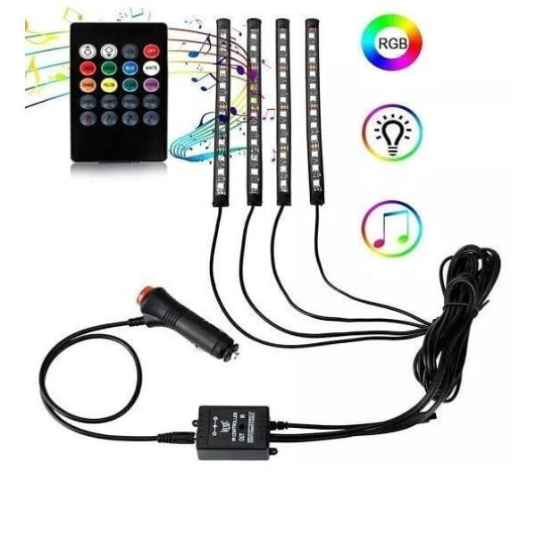 Araç İçi Ayak Altı Sese Duyarlı Şerit Led 4'lü Set - 1