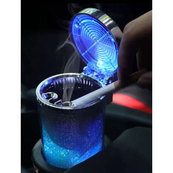 Araç İçi Oto Kokusuz Küllük RGB Işıklı Kapaklı - 1