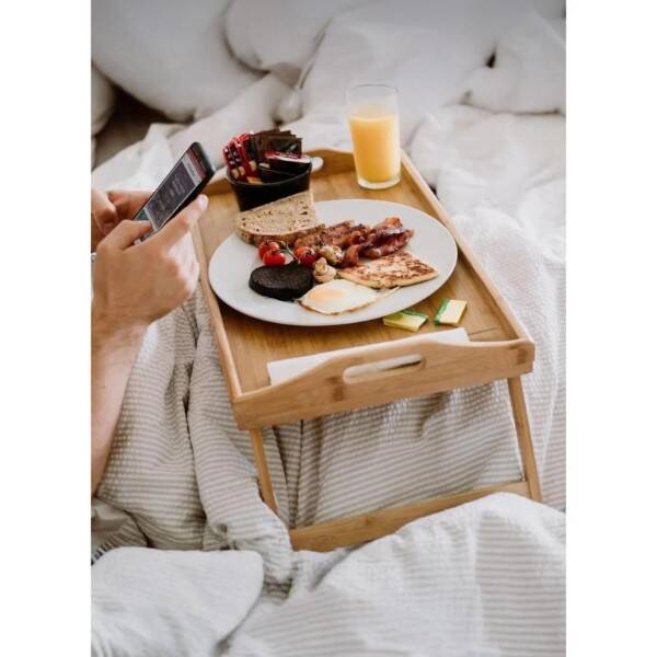 Bambu Kulplu Ayaklı Keyif Tepsisi - 2