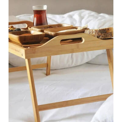 Bambu Kulplu Ayaklı Keyif Tepsisi - 5