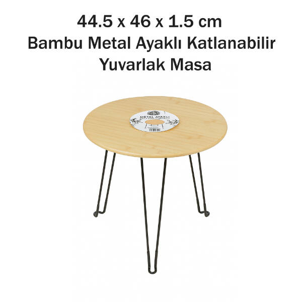 Bambu Metal Ayaklı Katlanabilir Yuvarlak Masa - 44.5 x 46 x 1.5 Cm - 1