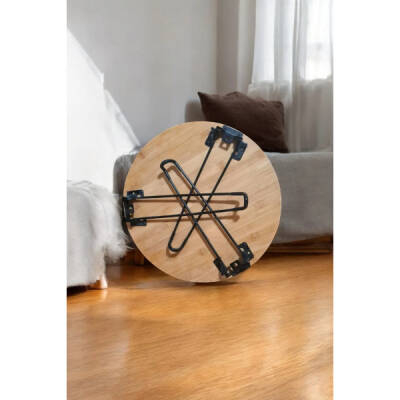 Bambu Metal Ayaklı Katlanabilir Yuvarlak Masa - 44.5 x 48 x 3 cm - 2