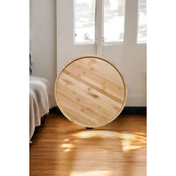 Bambu Metal Ayaklı Katlanabilir Yuvarlak Masa - 44.5 x 48 x 3 cm - 3