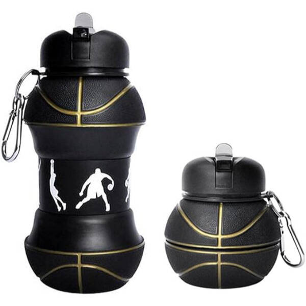 Basketbol Topu Tasarımlı Akordiyon Su Şişesi - 2