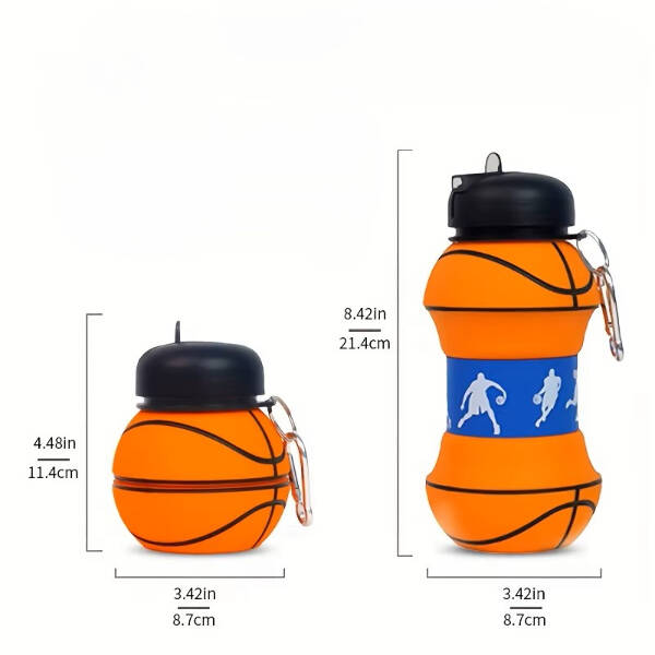 Basketbol Topu Tasarımlı Akordiyon Su Şişesi - 3