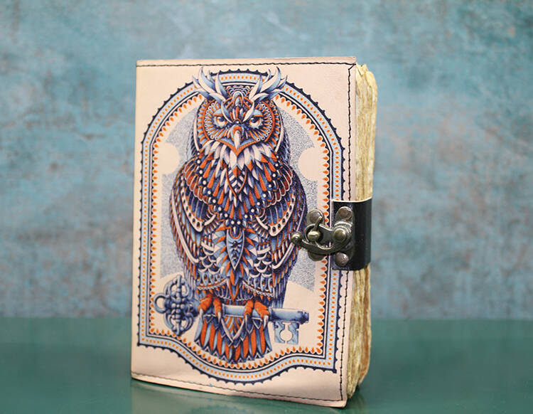 Baykuşlu Deri Defter Model 3 - 1