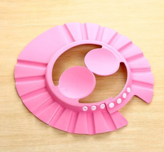 Bebek Banyo Şapkası Düğmeli Kulaklıklı Pembe - 1