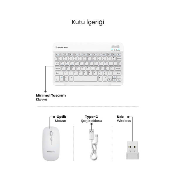 Beyaz Kablosuz Klavye Ve Mouse Seti - 4
