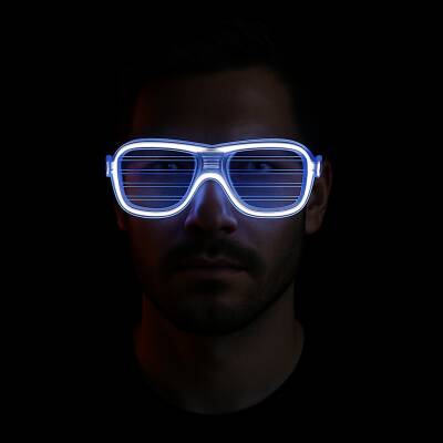 Beyaz Led Işıklı Parti Gözlüğü - Neon 3 Modlu - 2