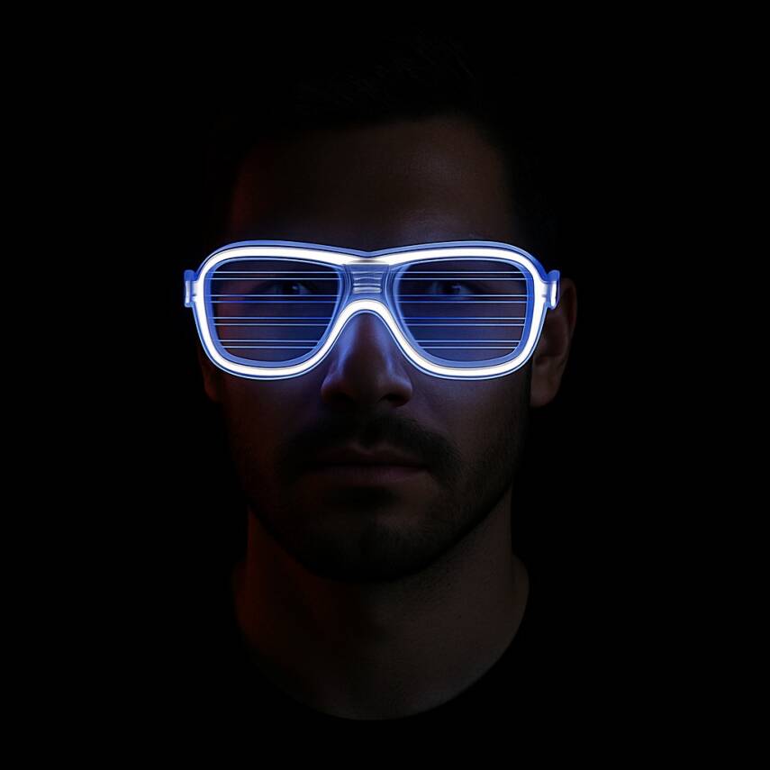 Beyaz Led Işıklı Parti Gözlüğü - Neon 3 Modlu - 2