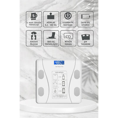 Beyaz Renk Bluetooth Özellikli Akıllı Tartı - 3