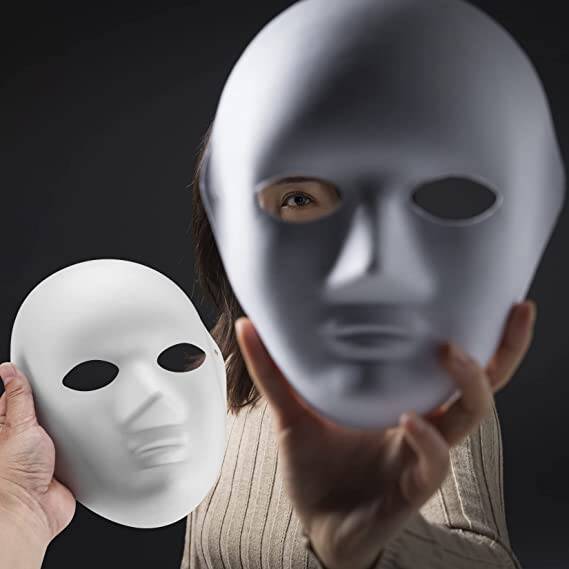 Beyaz Renk Boyanabilir Anonim Tam Yüz Cosplay Maske 24x18 cm - 2